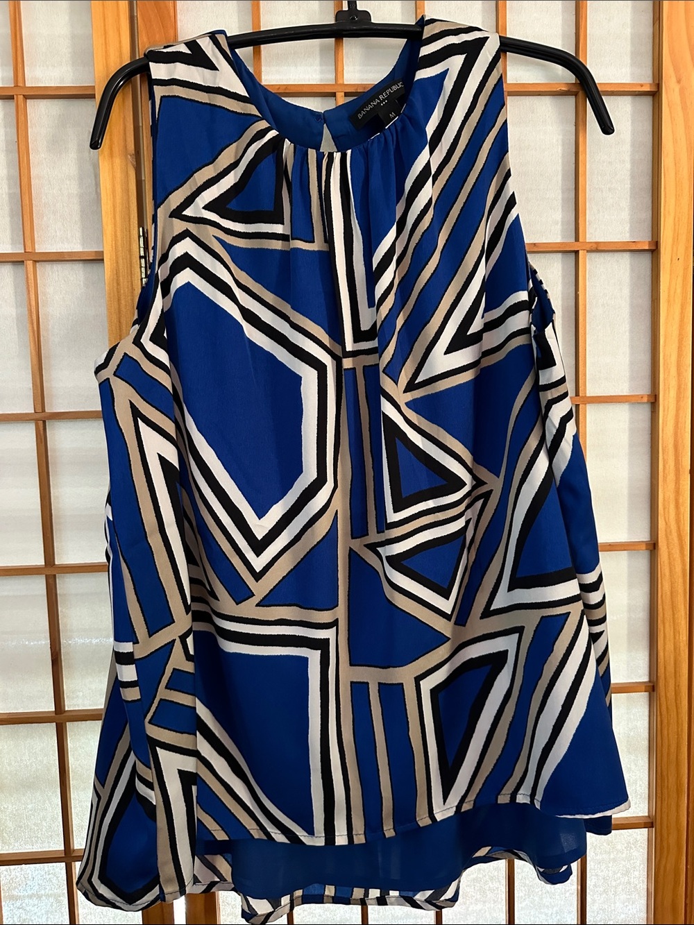 Banana Republic Royal Blue Geometric Print Sleeveless Top